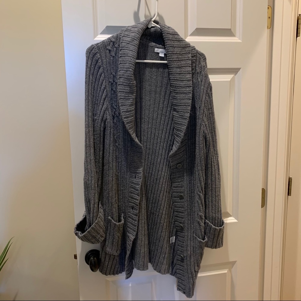 New York & Co Gray Chunky Cardigan Sweater Large
